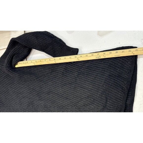 Aritzia Wilfred Sweater Dress Large Cable Knit 100% Merino Wool V Neck Black - Picture 4 of 13